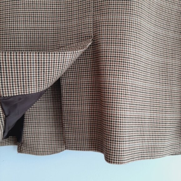 PURE Alfred Sung Plaid Houndstooth Blazer Jacket Tan Cream Sz S - Picture 14 of 15